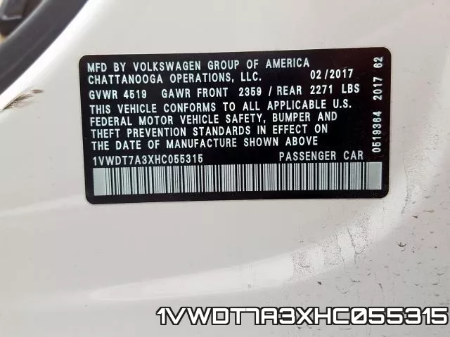 1VWDT7A3XHC055315 фото 2