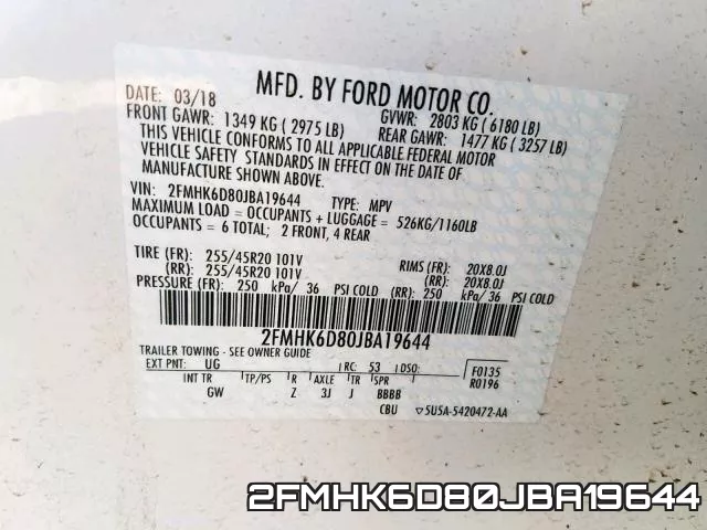 2FMHK6D80JBA19644 фото 2