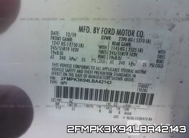 2FMPK3K94LBA42143 фото 10