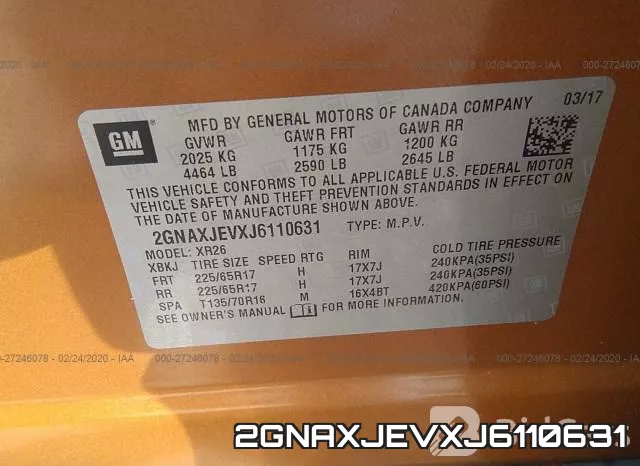 2GNAXJEVXJ6110631 фото 10