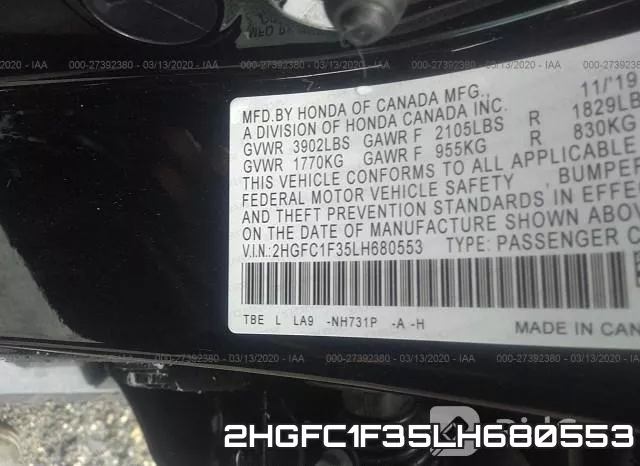 2HGFC1F35LH680553 фото 10
