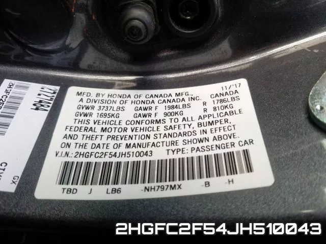 2HGFC2F54JH510043 фото 2
