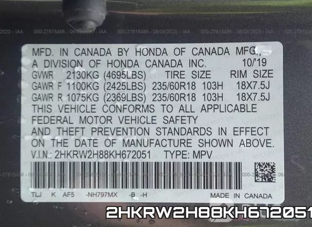 2HKRW2H88KH672051 фото 10