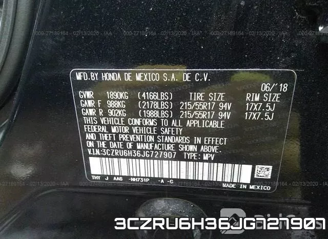 3CZRU6H36JG727907 фото 10