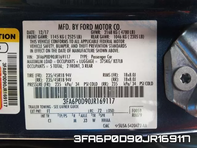 3FA6P0D90JR169117 фото 2