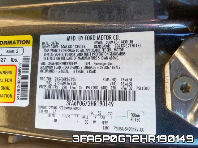 3FA6P0G72HR190149 фото 2