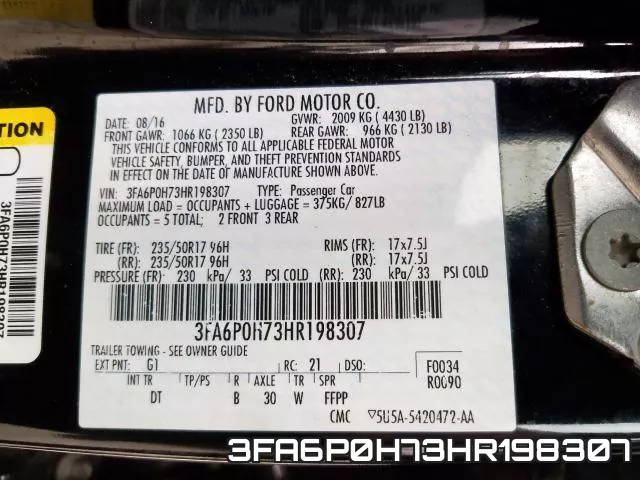 3FA6P0H73HR198307 фото 2