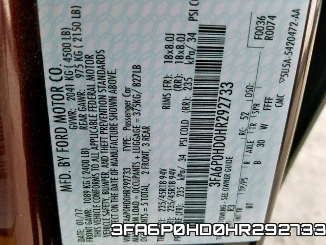 3FA6P0HD0HR292733 фото 2