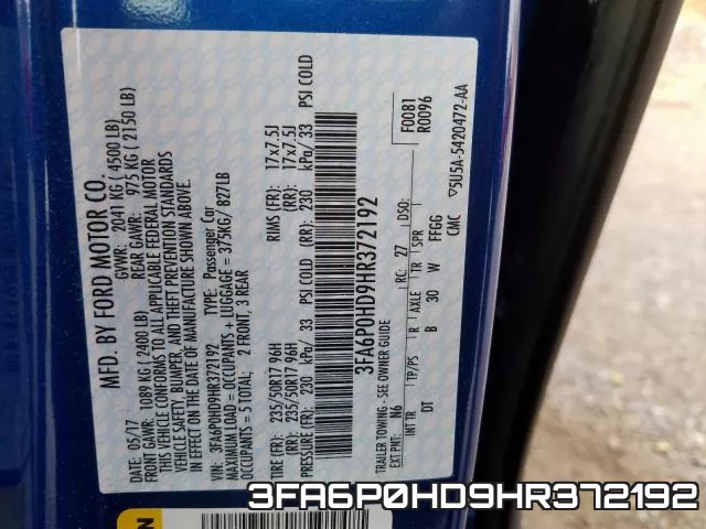 3FA6P0HD9HR372192 фото 2