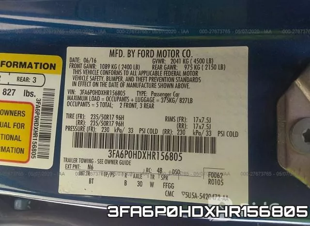 3FA6P0HDXHR156805 фото 10