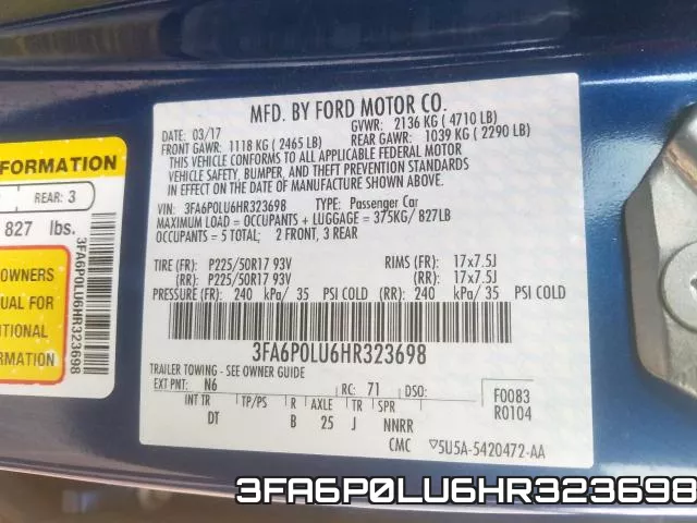 3FA6P0LU6HR323698 фото 2