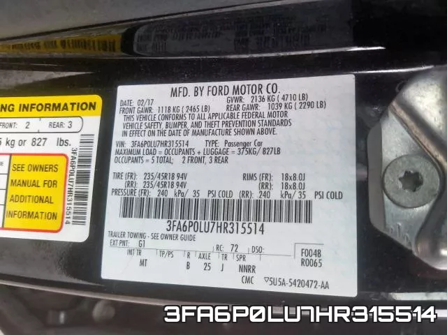 3FA6P0LU7HR315514 фото 2