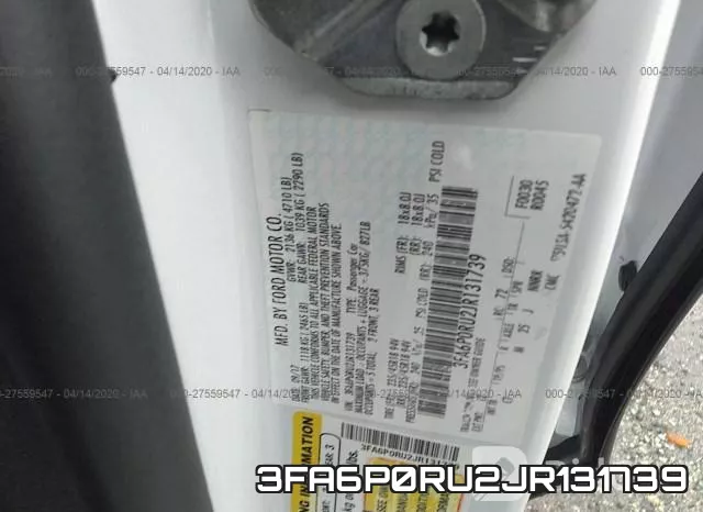 3FA6P0RU2JR131739 фото 10