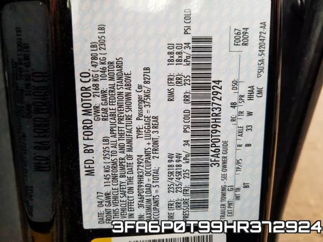 3FA6P0T99HR372924 фото 2