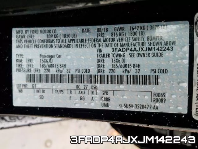 3FADP4AJXJM142243 фото 2
