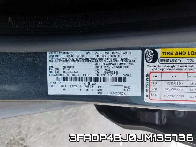 3FADP4BJ0JM135736 фото 2