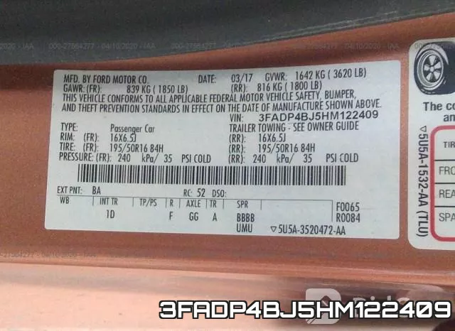 3FADP4BJ5HM122409 фото 10
