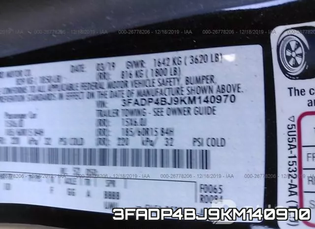 3FADP4BJ9KM140970 фото 10