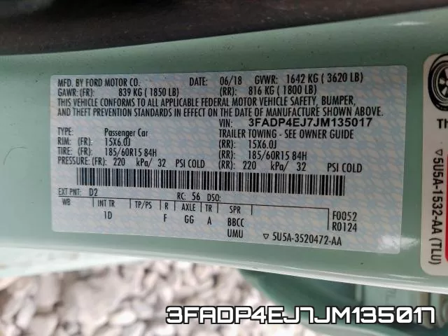 3FADP4EJ7JM135017 фото 2