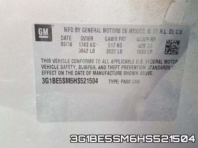 3G1BE5SM6HS521504 фото 2