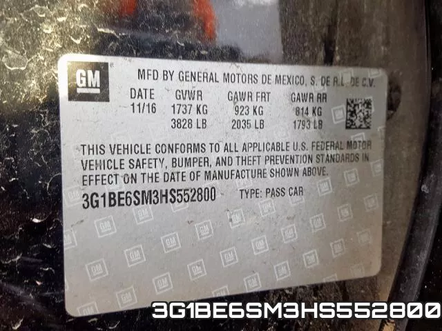 3G1BE6SM3HS552800 фото 2