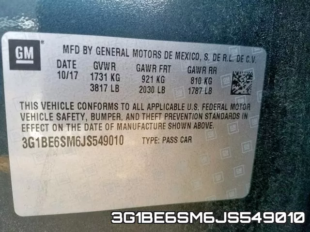 3G1BE6SM6JS549010 фото 2