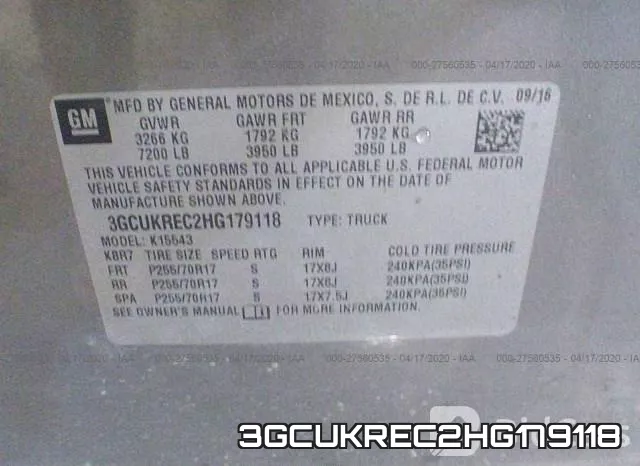 3GCUKREC2HG179118 фото 10