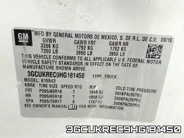 3GCUKREC9HG181450 фото 2