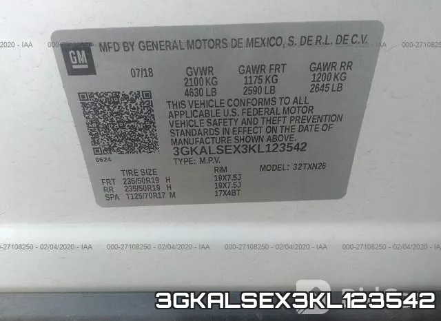 3GKALSEX3KL123542 фото 10