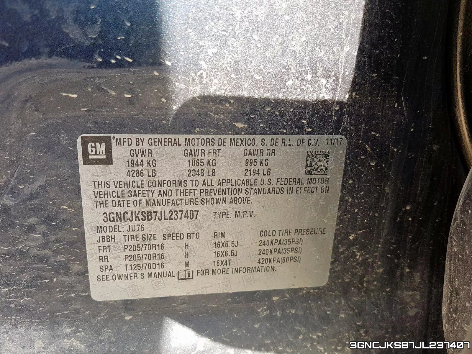 3GNCJKSB7JL237407 фото 2