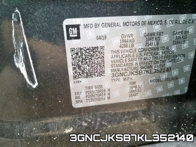 3GNCJKSB7KL352140 фото 2