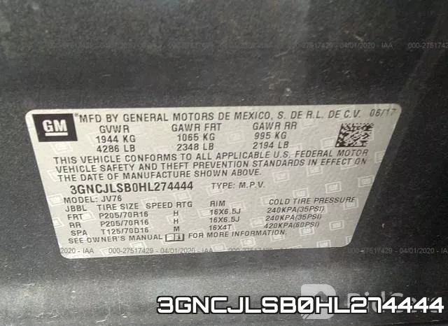 3GNCJLSB0HL274444 фото 10