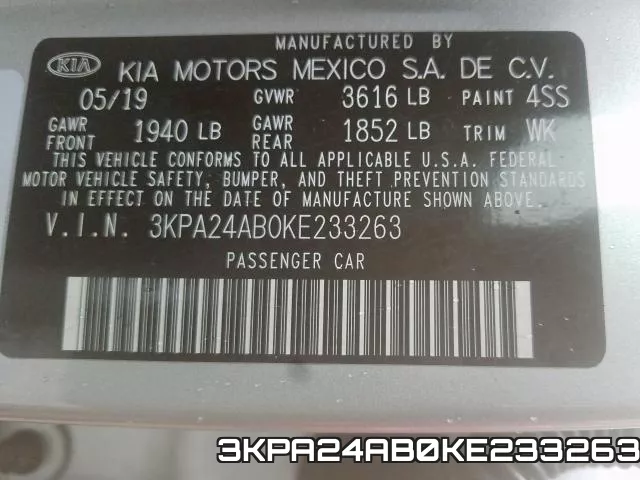 3KPA24AB0KE233263 фото 2