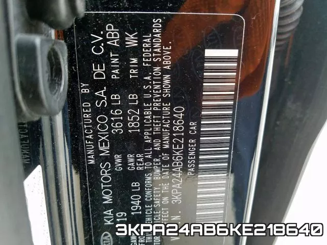 3KPA24AB6KE218640 фото 2