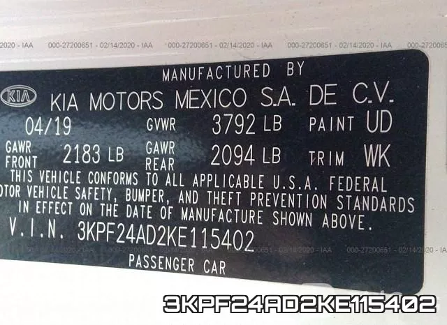 3KPF24AD2KE115402 фото 10