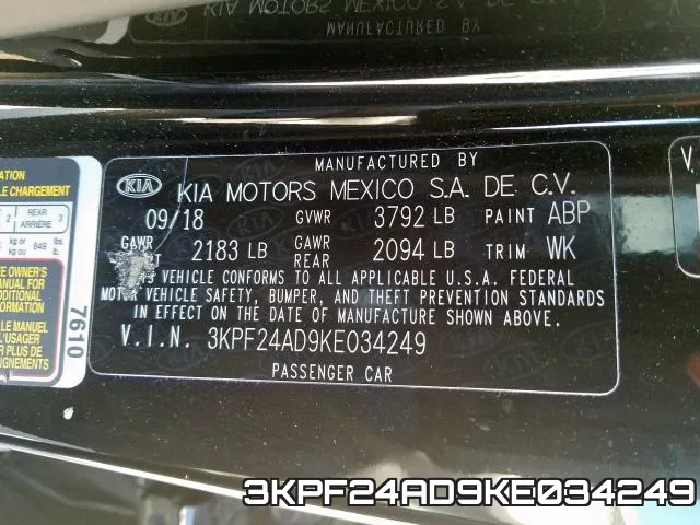 3KPF24AD9KE034249 фото 2