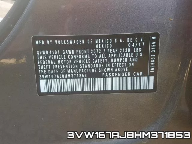 3VW167AJ8HM371853 фото 2