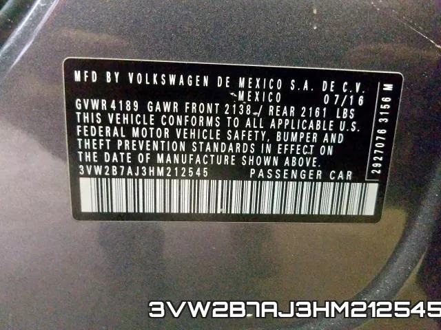 3VW2B7AJ3HM212545 фото 2