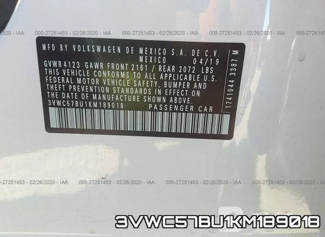 3VWC57BU1KM189018 фото 10