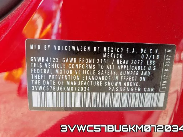 3VWC57BU6KM072034 фото 2
