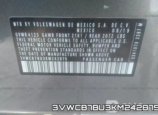 3VWCB7BU3KM242875 фото 10