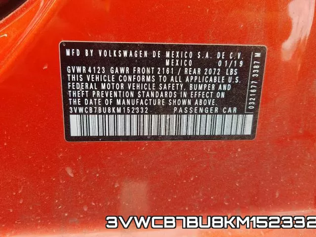 3VWCB7BU8KM152332 фото 2