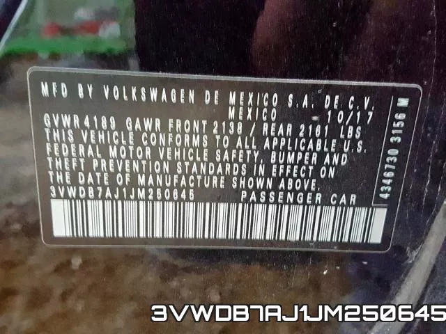 3VWDB7AJ1JM250645 фото 2