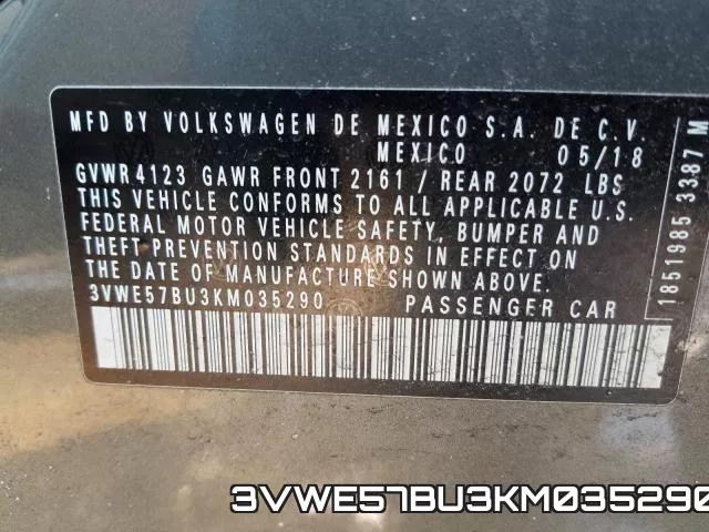 3VWE57BU3KM035290 фото 2