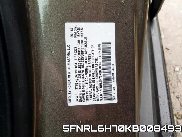 5FNRL6H70KB008493 фото 2