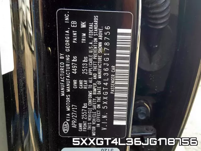 5XXGT4L36JG178756 фото 2