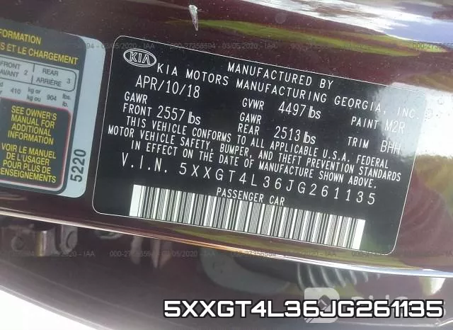 5XXGT4L36JG261135 фото 10