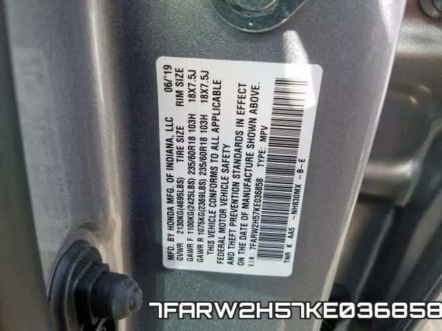 7FARW2H57KE036858 фото 2
