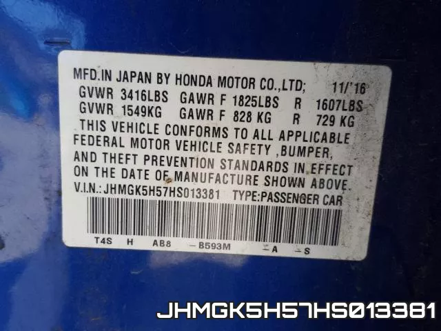 JHMGK5H57HS013381 фото 2