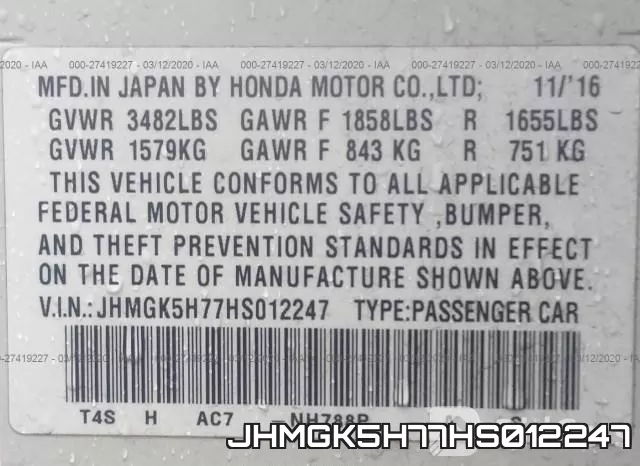JHMGK5H77HS012247 фото 10